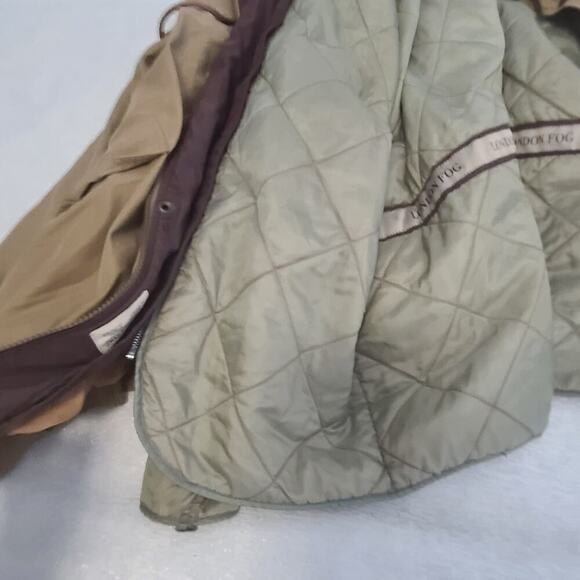 London Fog mens brown rain quilted removable liner jacket Sz Large Long Gorpcore - Picture 8 of 11